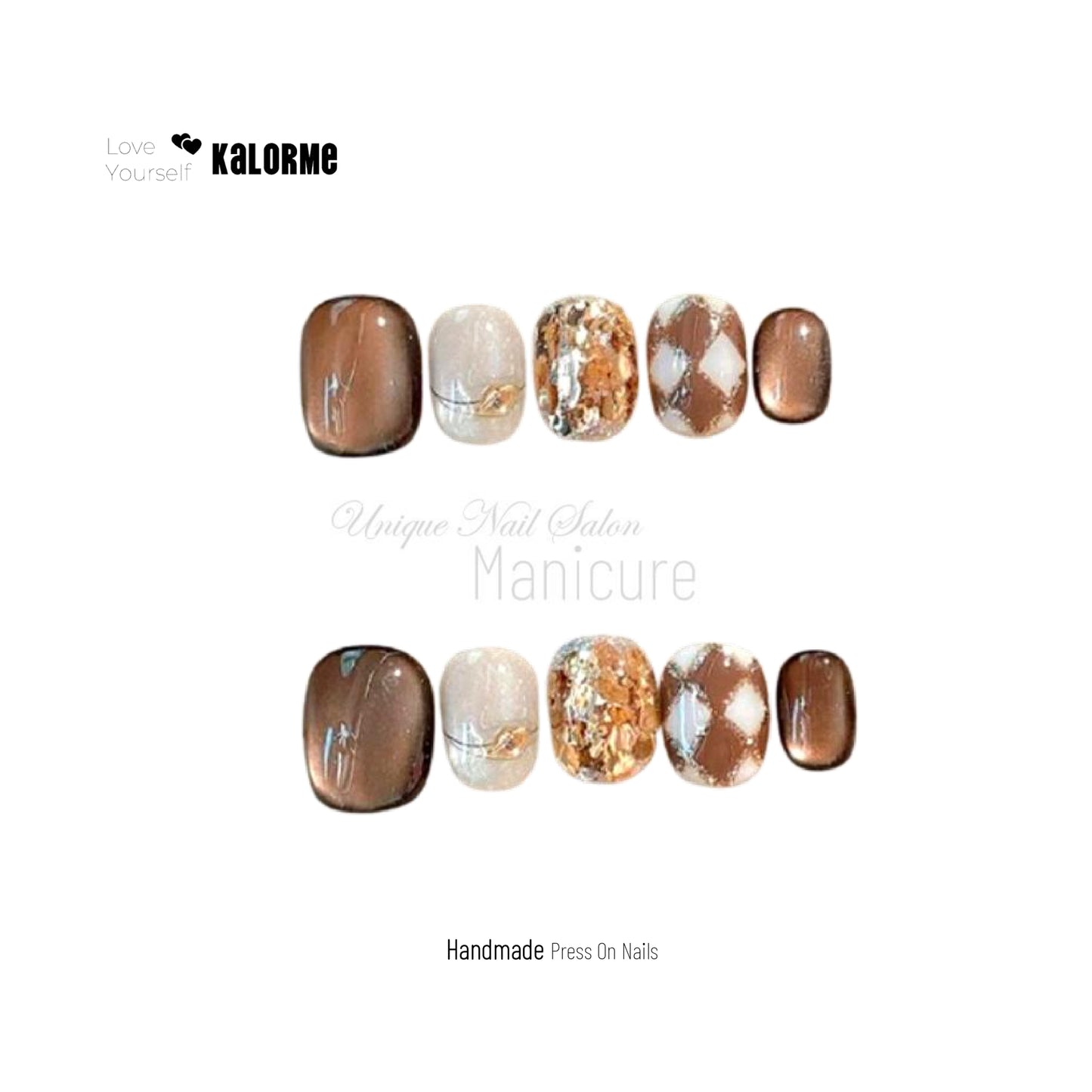 Amber Sequins Short Oval Handmade Press On Nails